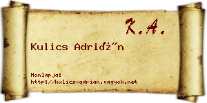 Kulics Adrián névjegykártya