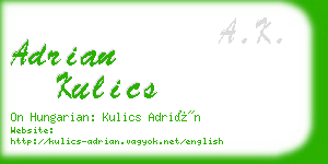 adrian kulics business card